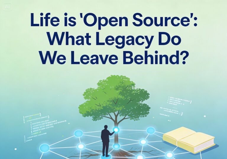 Guru IT sedang membimbing siswa praktik komputer di laboratorium sekolah, simbolisasi filosofi Open Source dan amal jariyah berbagi ilmu yang bermanfaat.